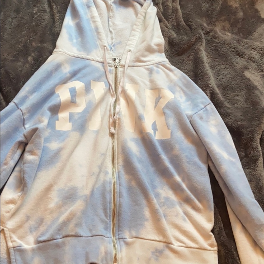 Victoria Secret Blue And White Tie-Dye Zip Up